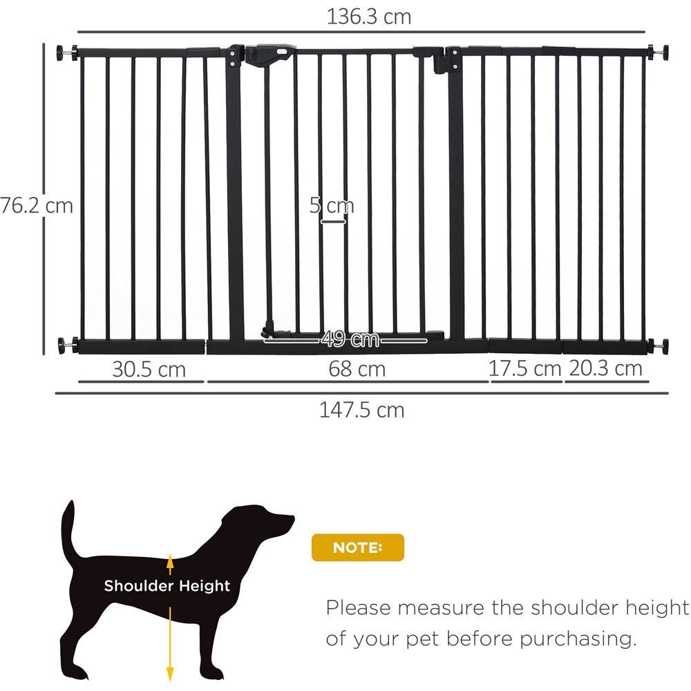 PawHut Black 147cm Pet Safety Gate Image 7