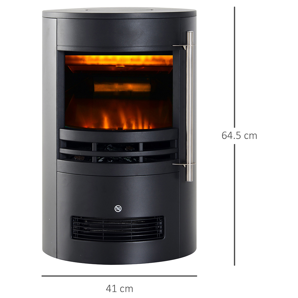 HOMCOM Ava Black Freestanding Electric Fireplace Heater 1000W Image 7