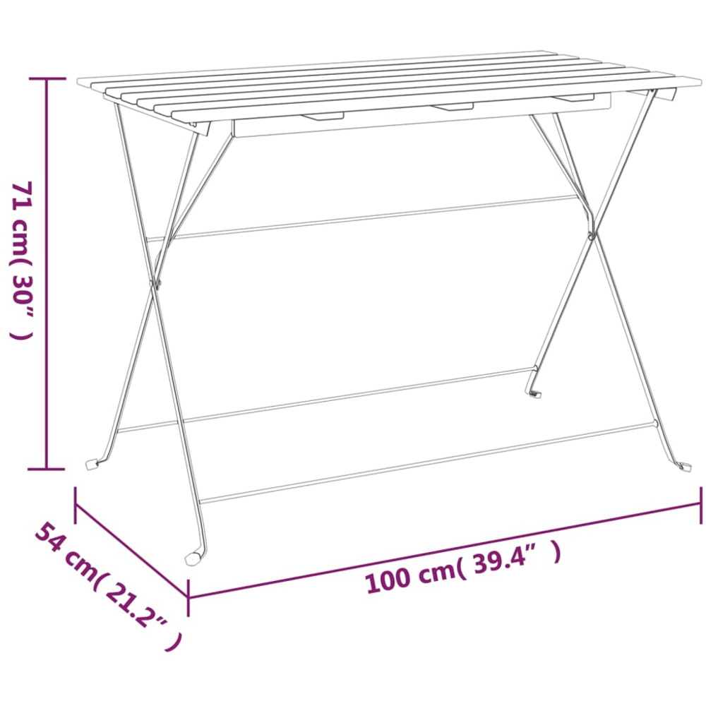 vidaXL 4 Seater Brown and Black Solid Wood Acacia and Steel Foldable Bistro Table Image 7