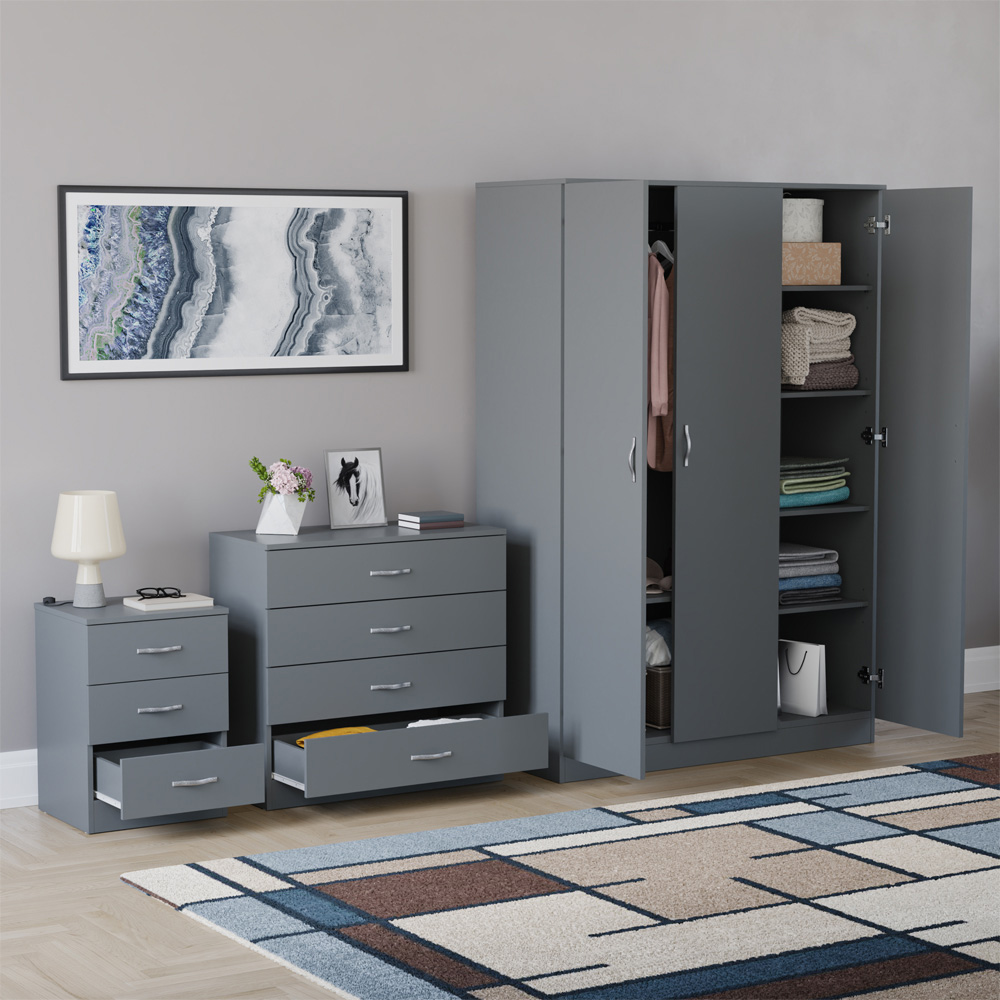 VIDA DESIGNS Riano Grey 3 Piece Bedroom Furniture Set Image 5