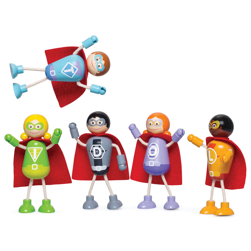 Tidlo Wooden Superhero Figures 5 Pack Image 1