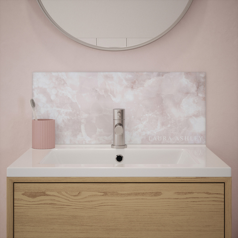 Laura Ashley Onyx Blush Glass Bathroom Splashback 600 x 250 x 4mm Image 2