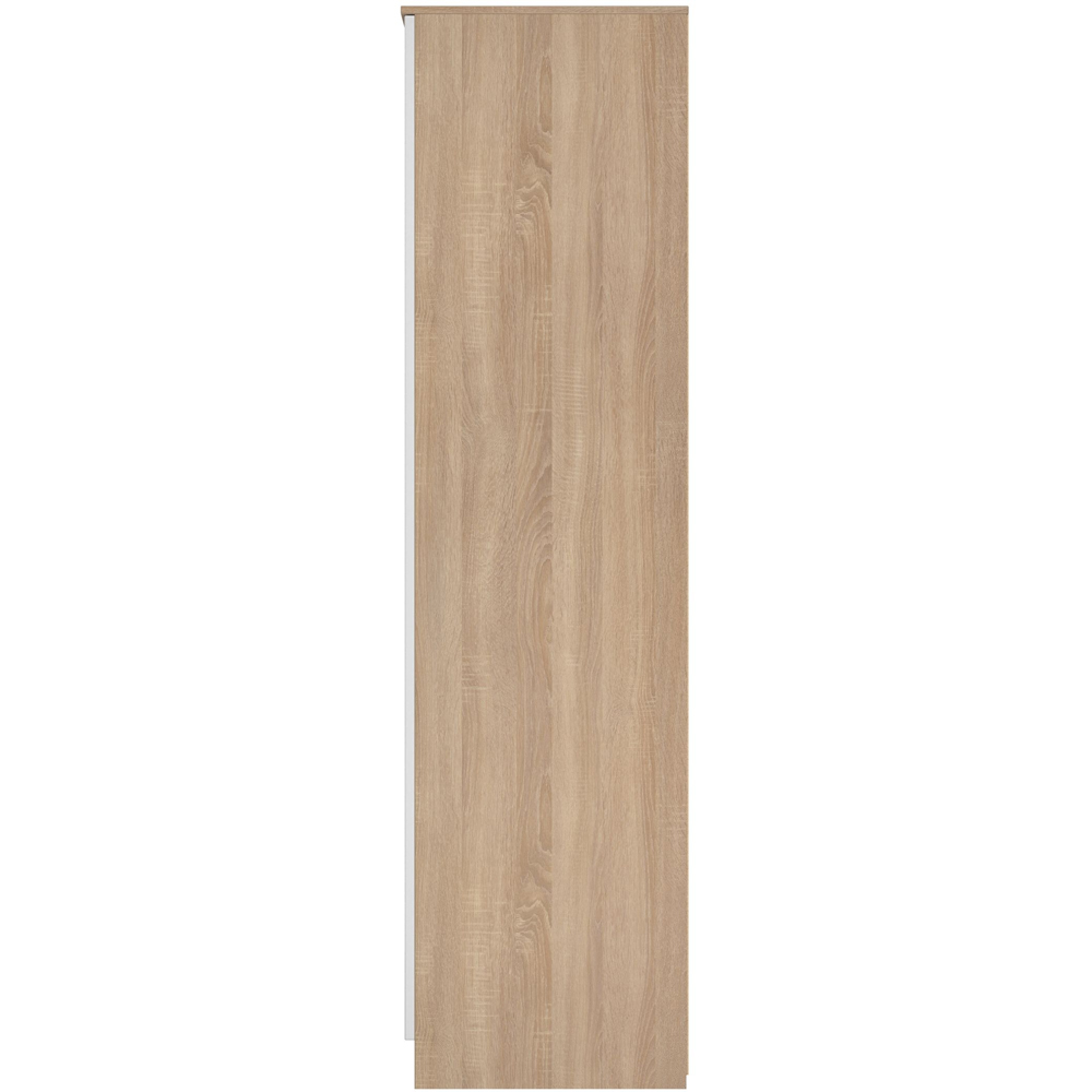 Crowndale Milan 3 Door 2 Drawer White Gloss Bardolino Oak Tall Mirrored Wardrobe Ready Assembled Image 3