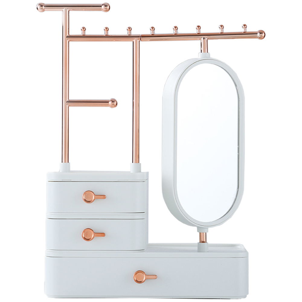 Living And Home SW0345 White ABS Make-Up Mirror With Jewellery Organiser Image 3