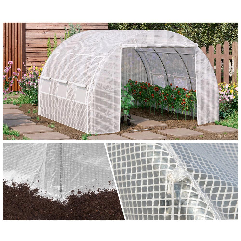 Outsunny White 10 x 10ft Polytunnel Greenhouse Image 3