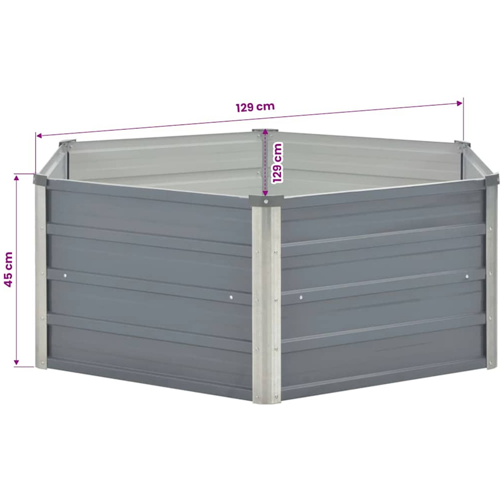 vidaXL Grey Galvanised Steel Raised Garden Bed 45 x 129 x 129cm Image 6