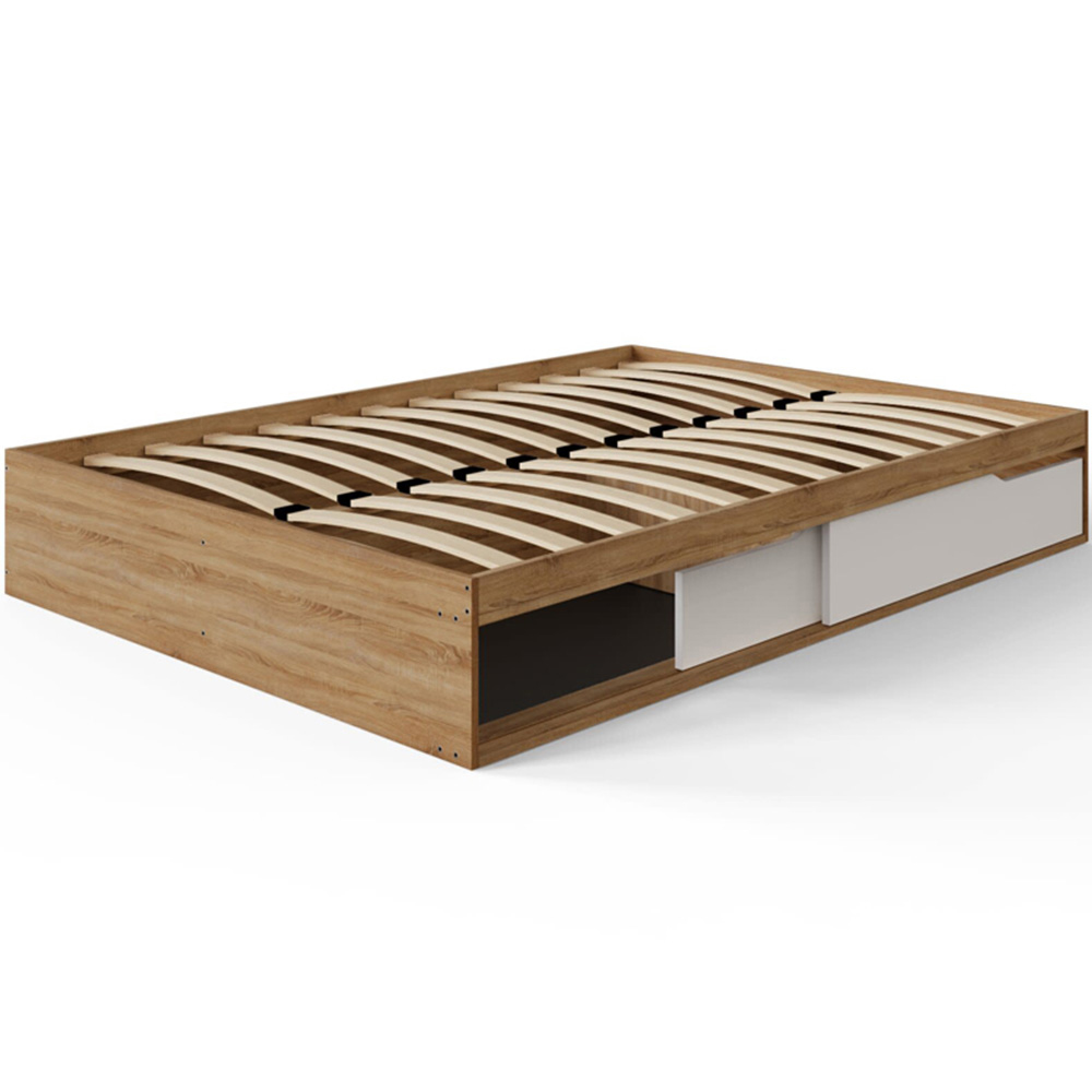 GFW Kai Double Oak and White 2 Drawer Platform Storage Bed Image 5