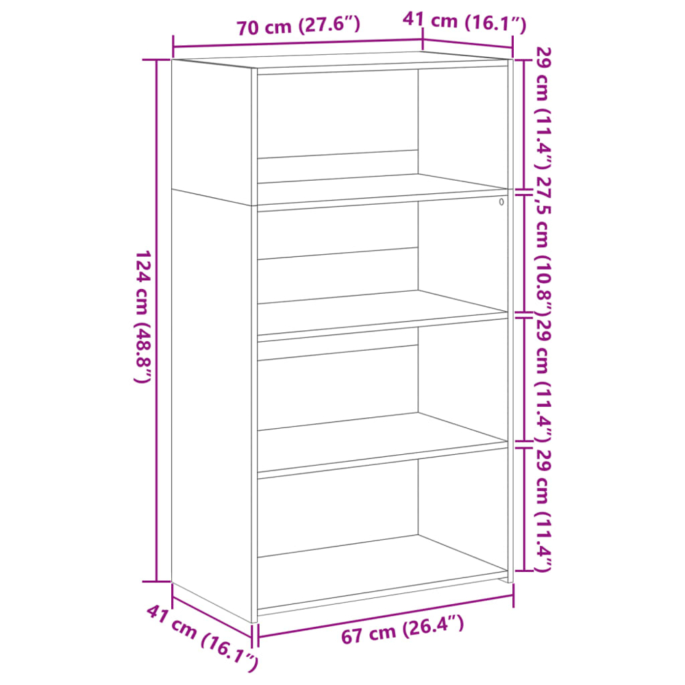 vidaXL 4 Shelf Black Highboard Image 9
