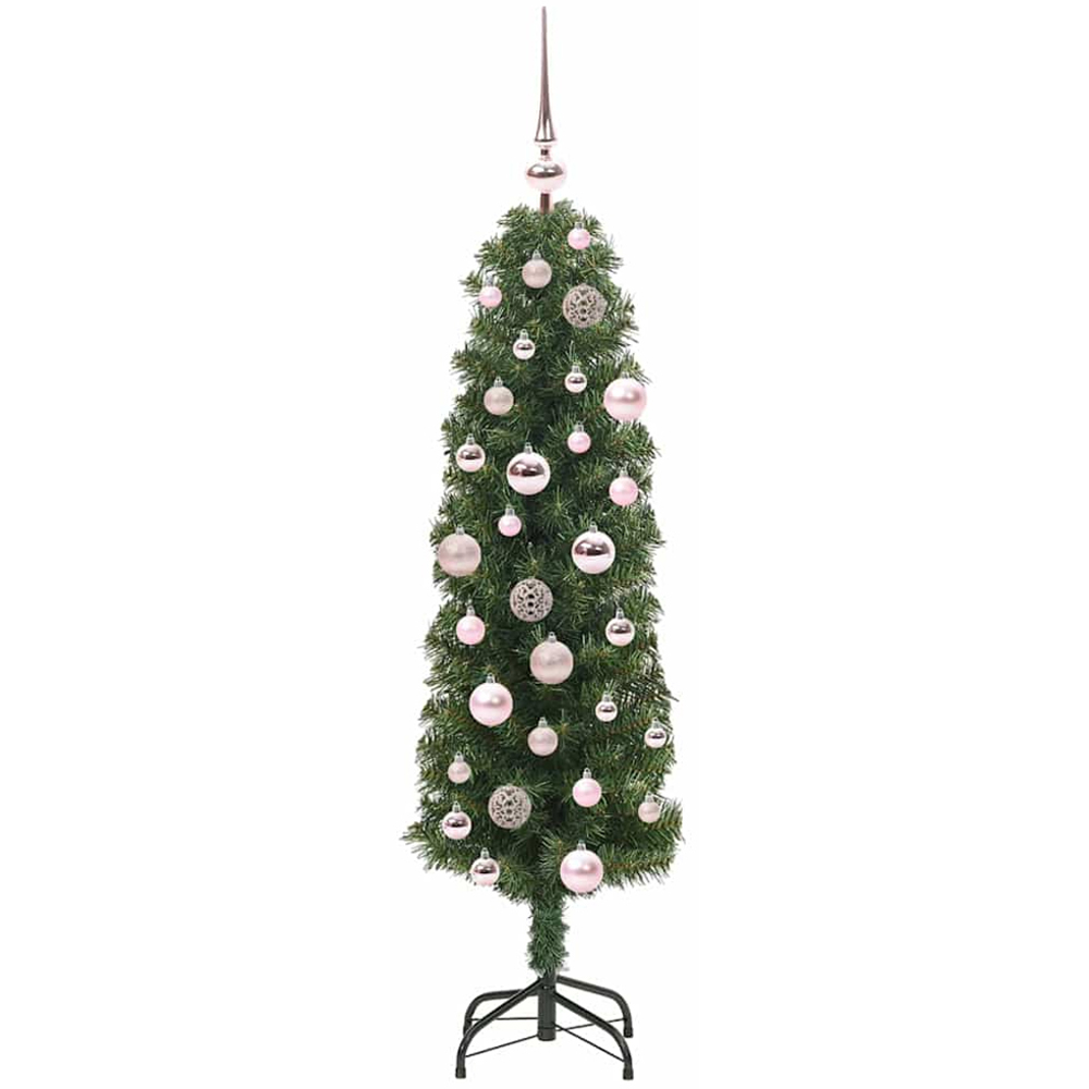 vidaXL Green Artificial Christmas Tree with Pinecones LEDs Pink Decoration Ornaments 4ft Image 4