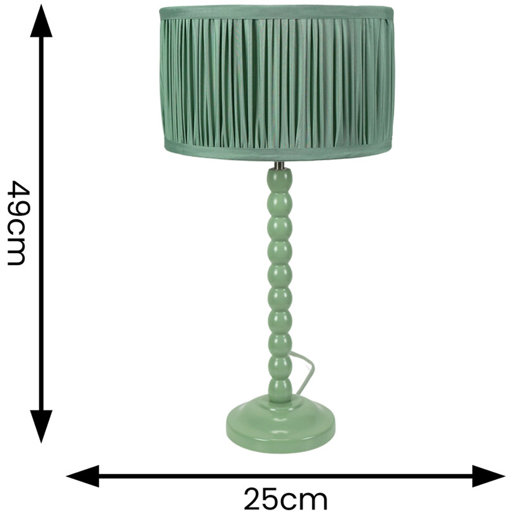 ValueLights Bobbins Ruched Pleated Green Drum Shade Sage Green LED Table Lamp Image 6