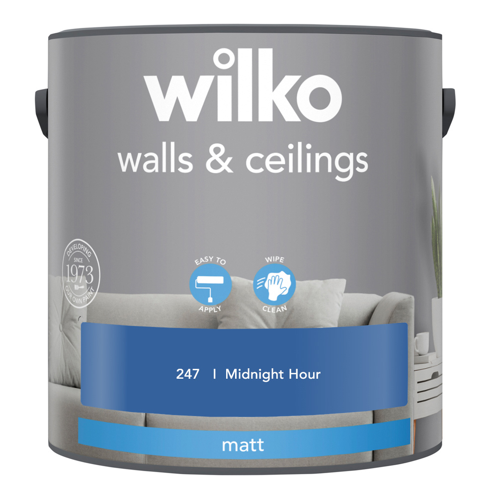 Wilko Walls & Ceilings Midnight Hour Matt Emulsion Paint 2.5L Image 2