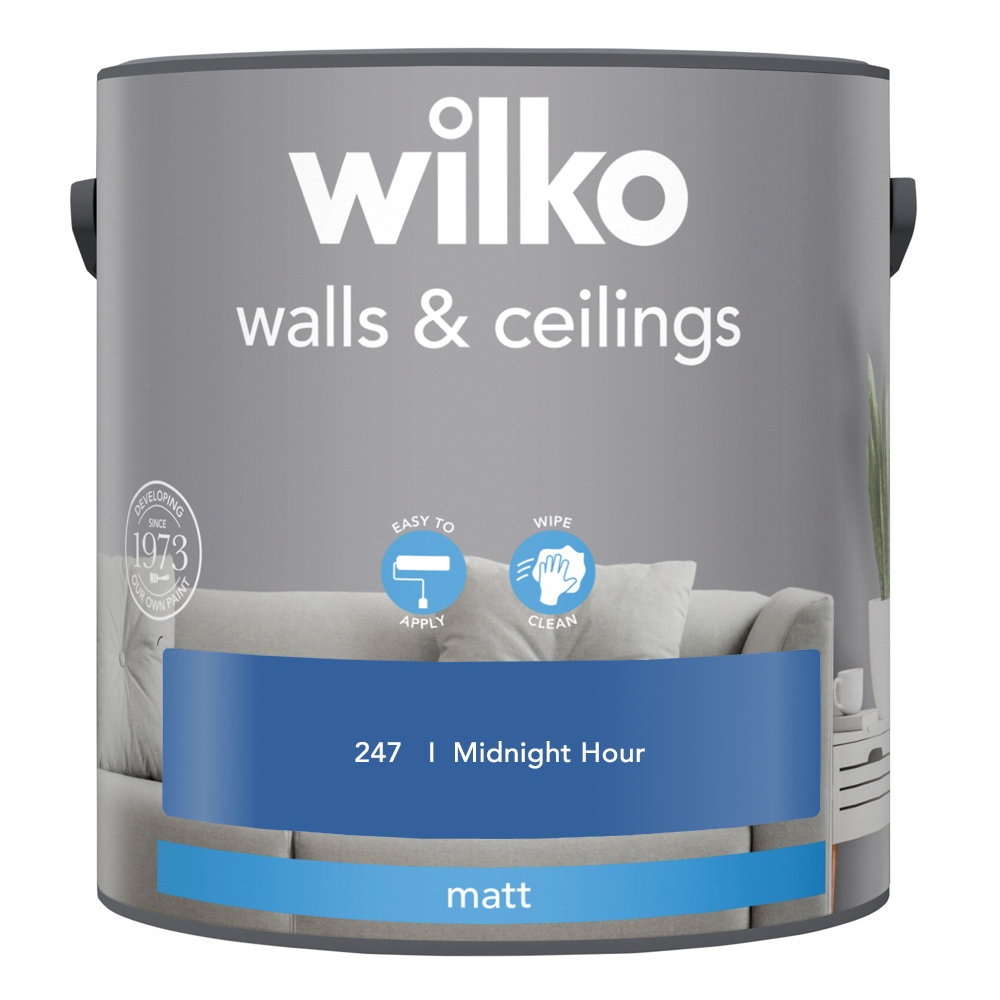 Wilko Walls & Ceilings Midnight Hour Matt Emulsion Paint 2.5L Wilko