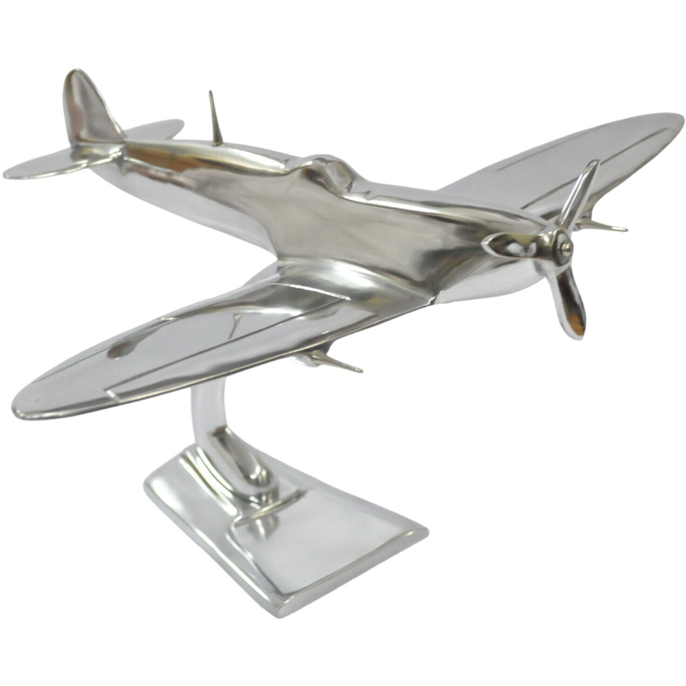 Inspirational Gifting Polished Aluminium RAF Spitfire Aeroplane Home Ornament 17cm Image 1