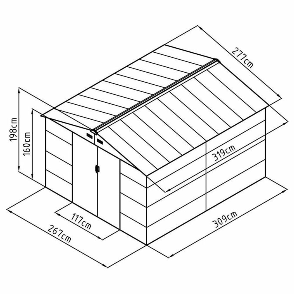 Royalcraft 9 x 10ft Cambridge Shed Grey Image 3