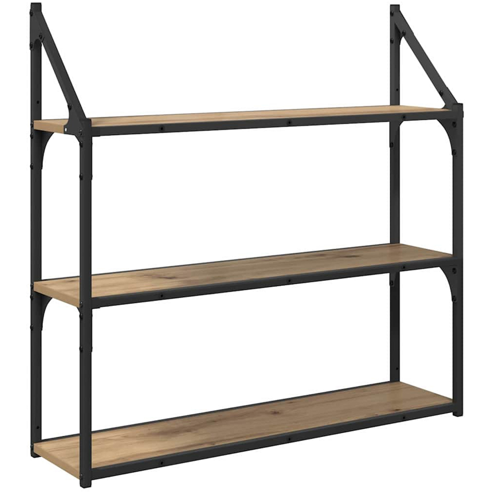 vidaXL 80cm 3 Shelf Artisan Oak Wall Shelf Image 1