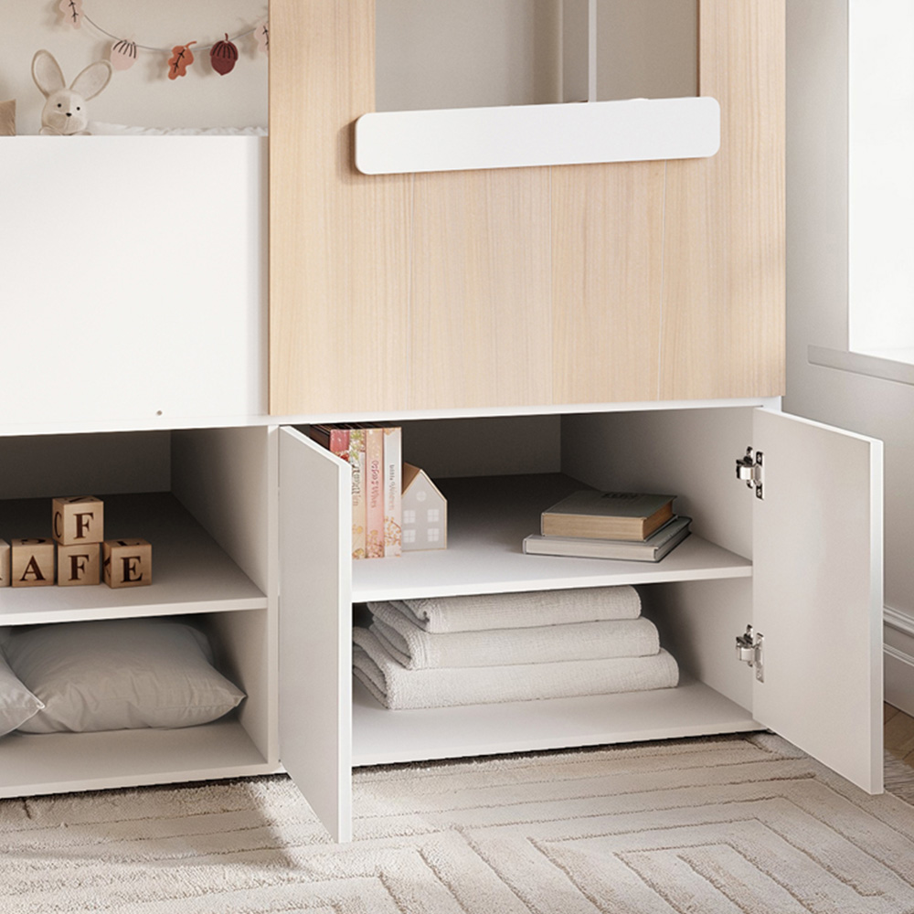 Flair Dreamland White and Oak Play House Bed Frame with Storage Image 4