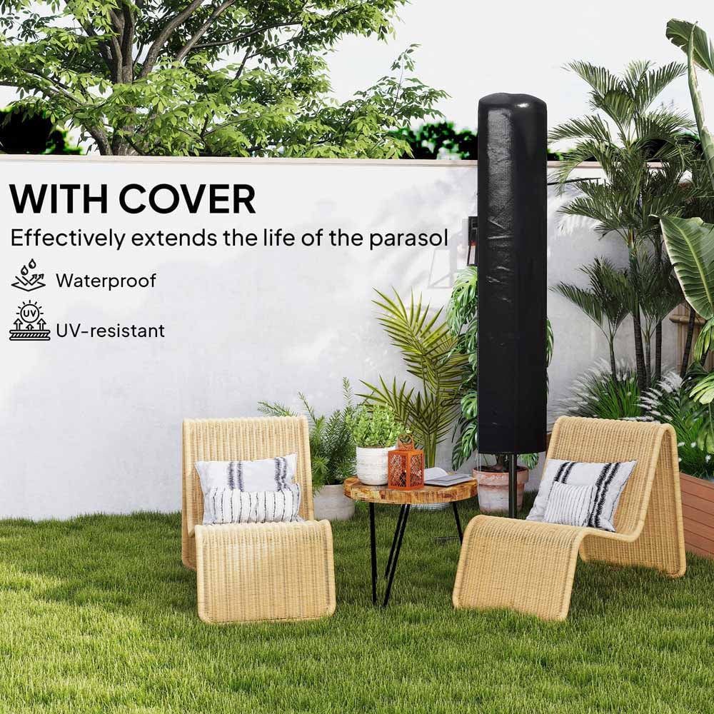 Outsunny Orange Solar LED Cantilever Parasol 3m Image 7