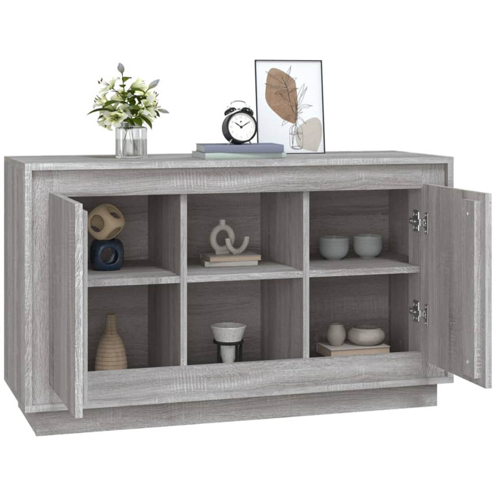 vidaXL 2 Door 2 Shelf Grey Sonoma Wooden Sideboard Image 4