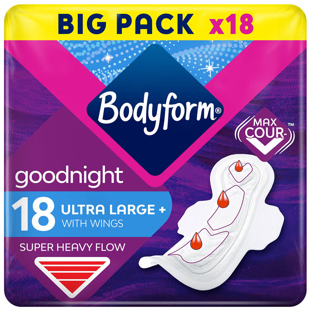 Bodyform Night Sanitary Towels with Wings 18 Pack Image 1
