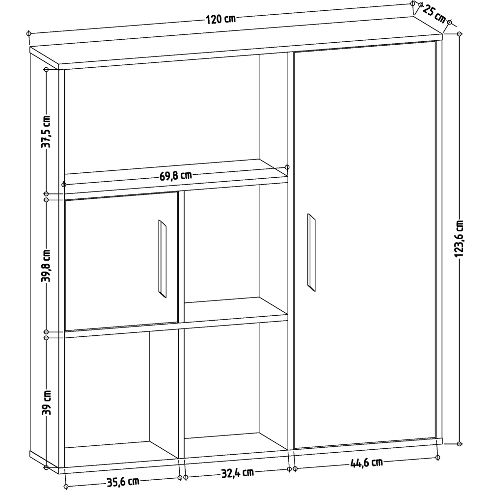 Decorotika Ridge 2 Door 4 Shelf Oak Bookcase Image 5