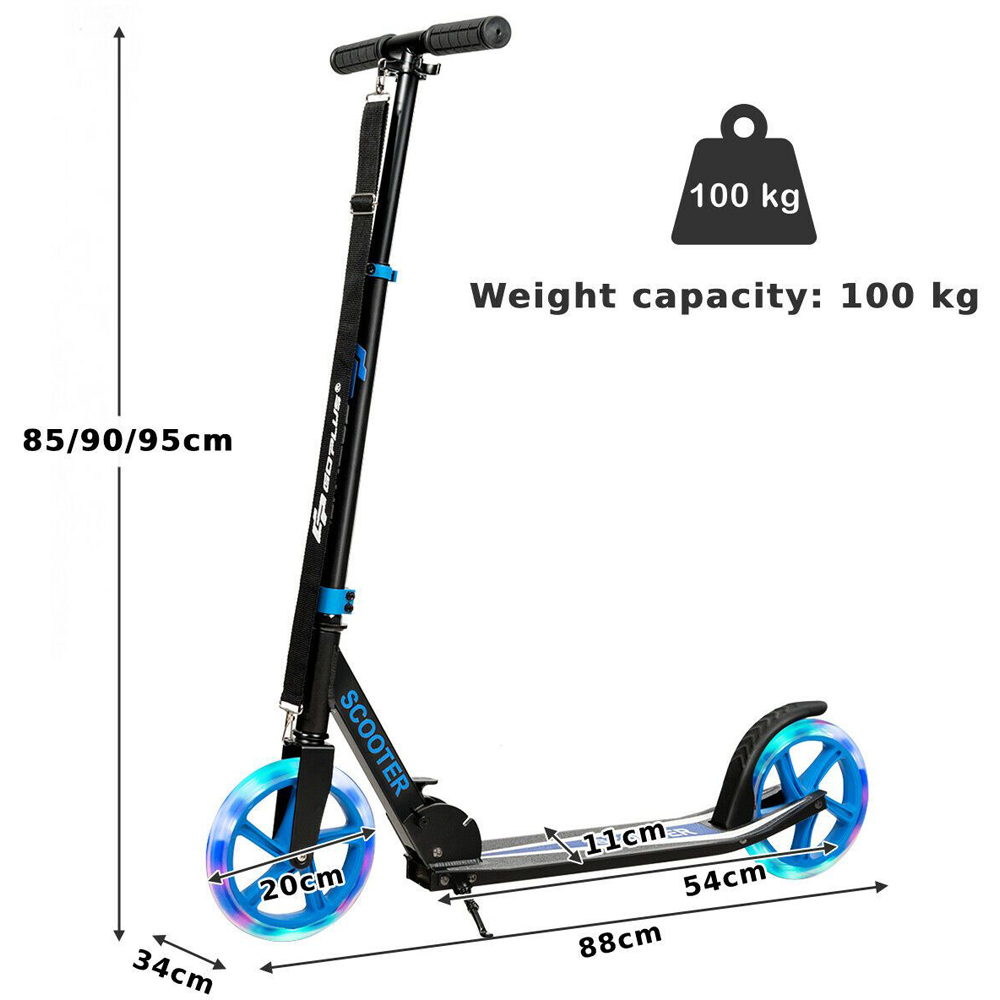 Costway Kids Blue Foldable Kick Scooter with LED Lights Image 9