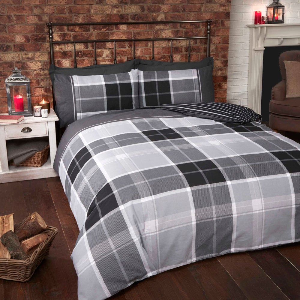 Rapport Home Argyle Single Grey Duvet Set Image 2