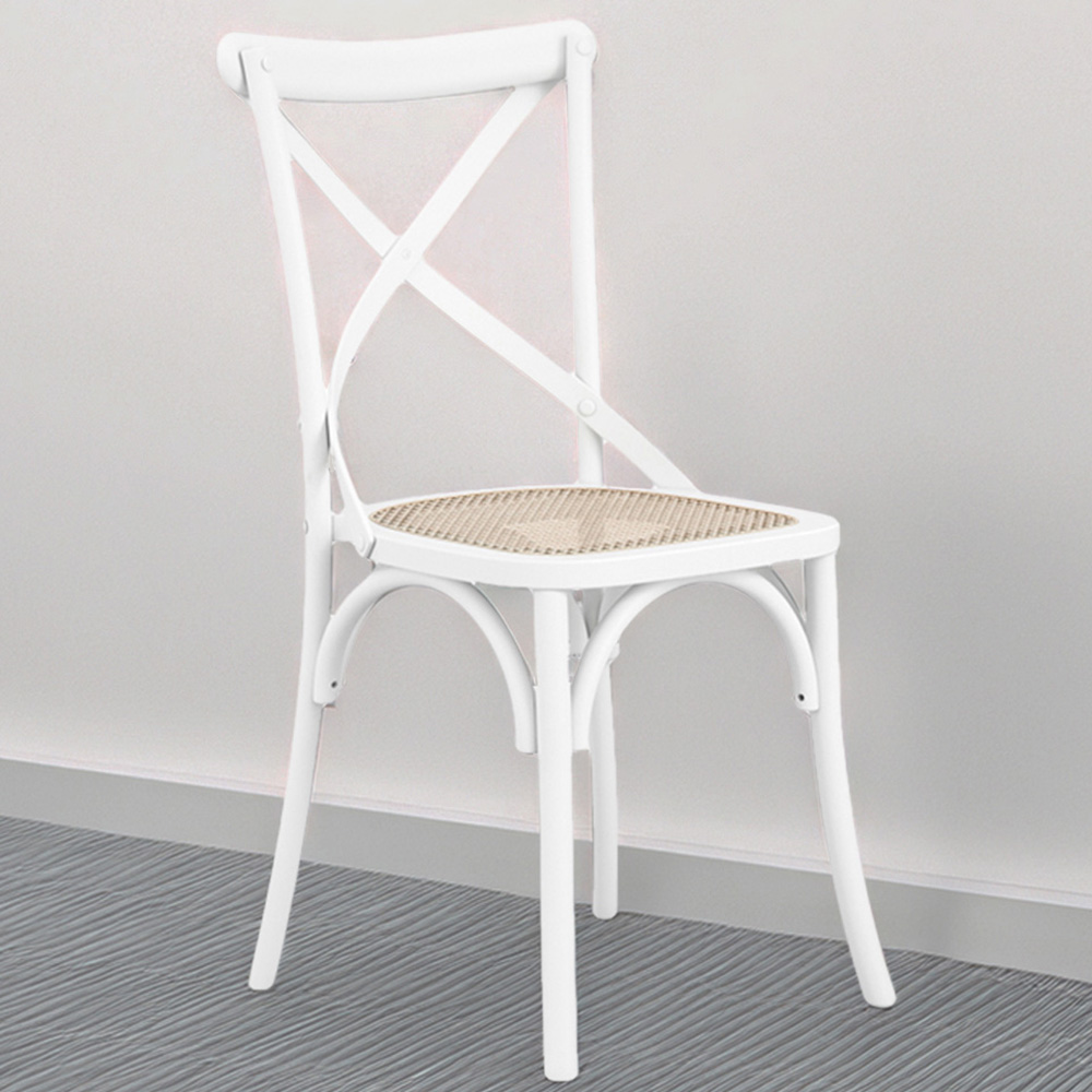 Fitzroy Set of 2 White Cane Dining Chair Image 1