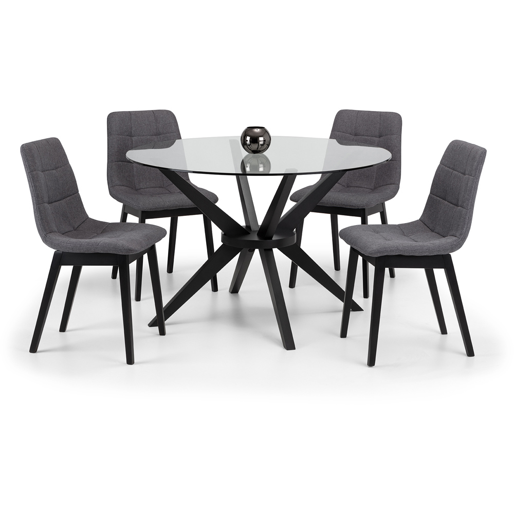 Julian Bowen Hayden Grey Linen Panelled Dining Chairs Set of 4 Image 4
