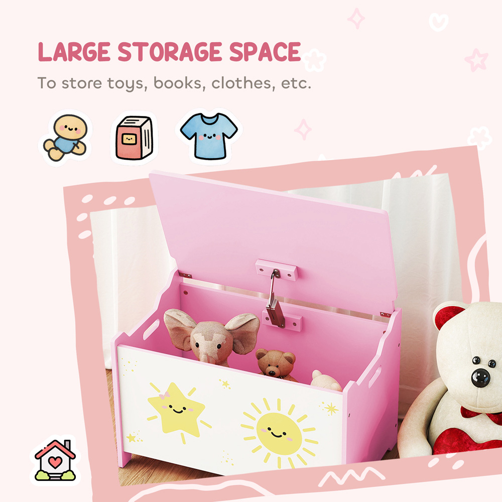 AIYAPLAY Pink Toy Box with Lid Image 8