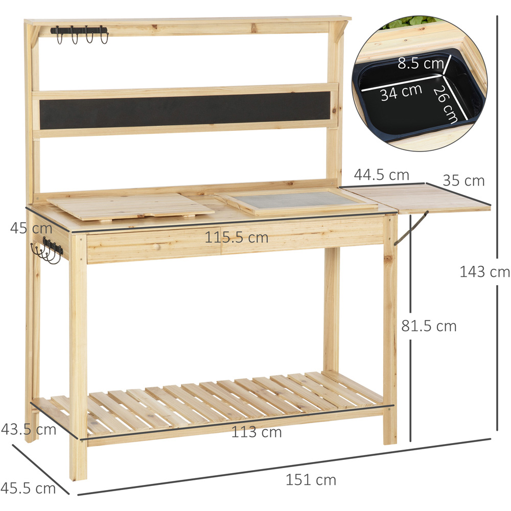 Outsunny Single Drawer Wooden Potting Table with Clapboard Image 7