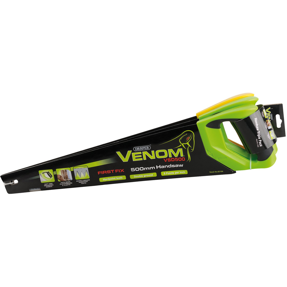 Draper Venom Double Ground Handsaws 500mm 3 Pack Image 1