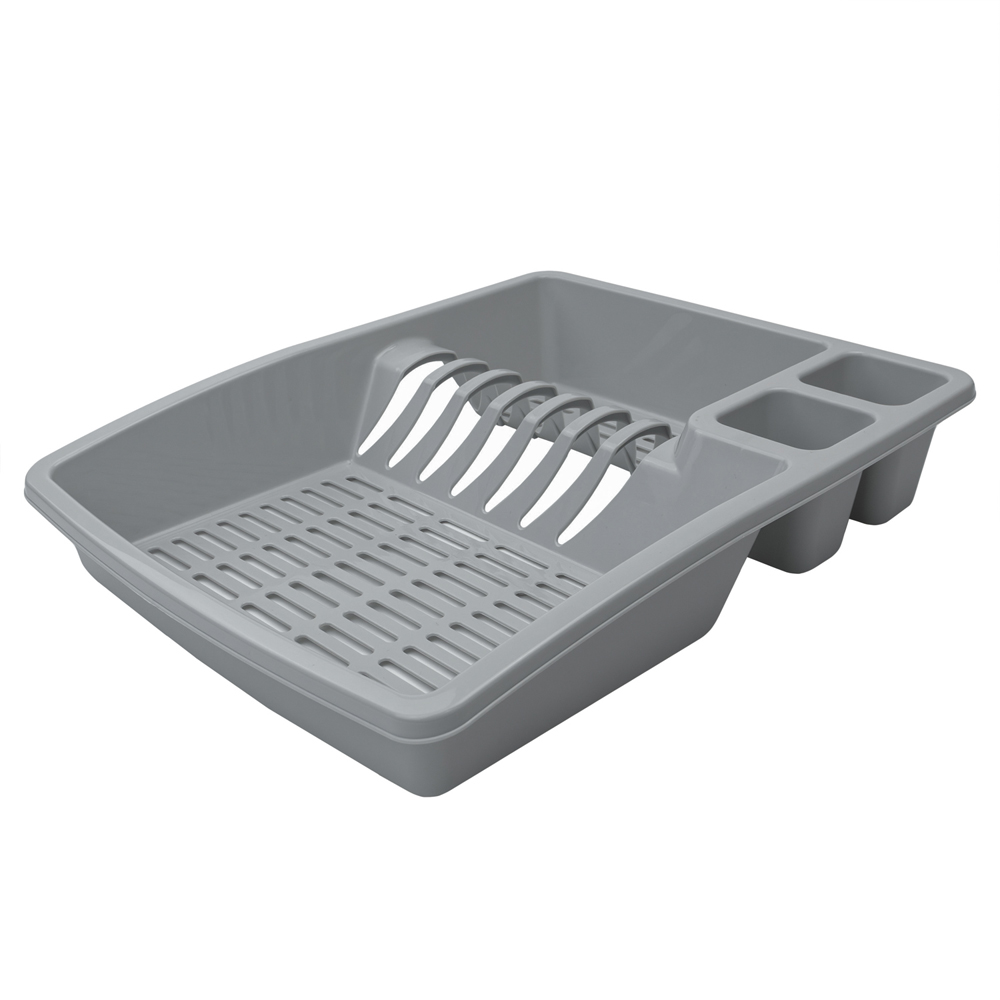 JVL Kitchen Grey Plastic Dish Drainer Washing Up Bowl Soap Dispensing Brush Bundle Image 6
