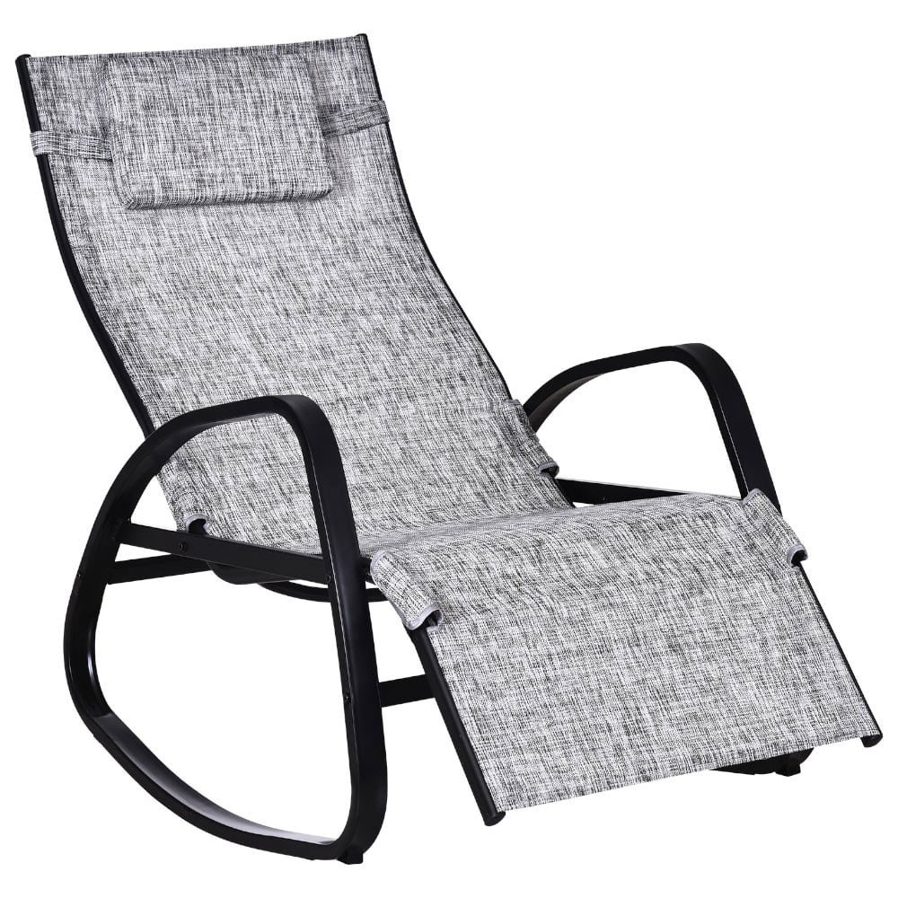 Outsunny Grey Zero Gravity Rocking Chair with Pillow Image 2