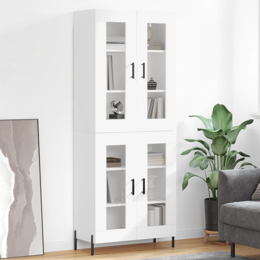 vidaXL 4 Glass Door White Highboard Image 1