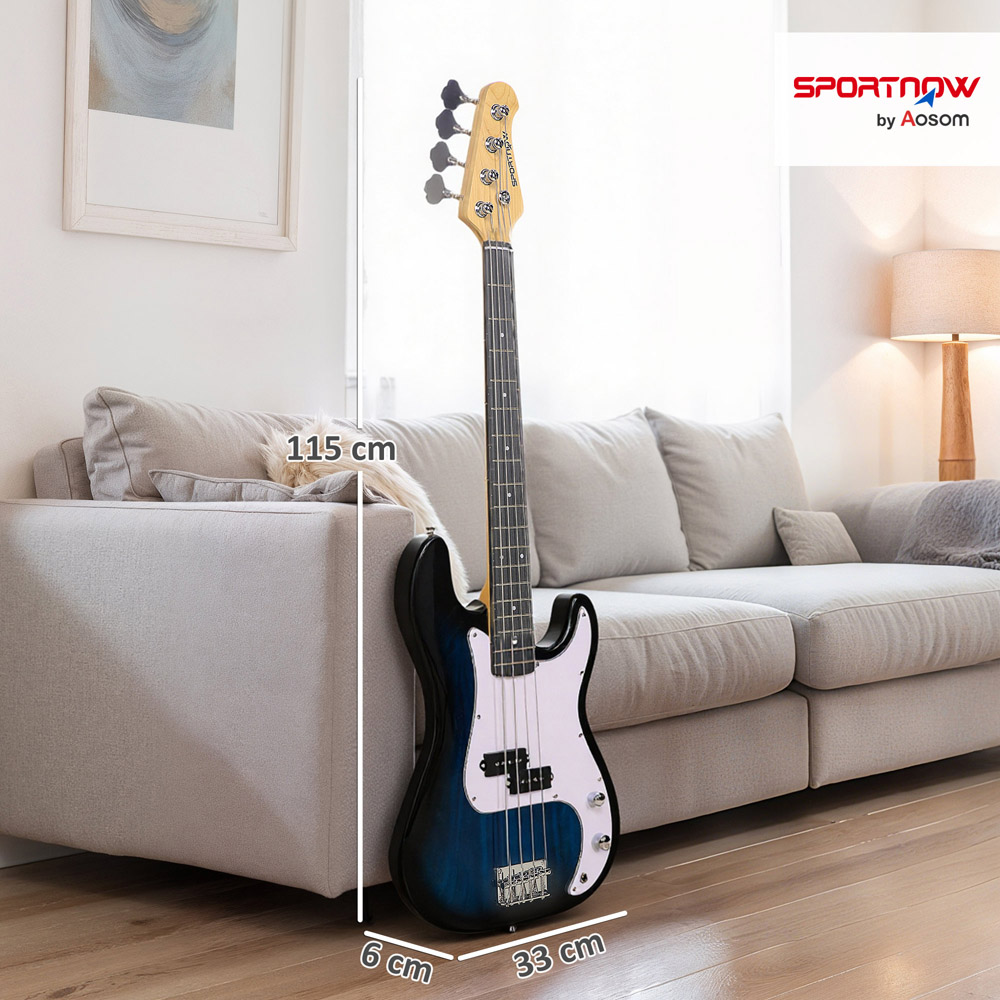 SPORTNOW Blue 4 String Beginner Full Size Electric Bass Guitar Set Image 9