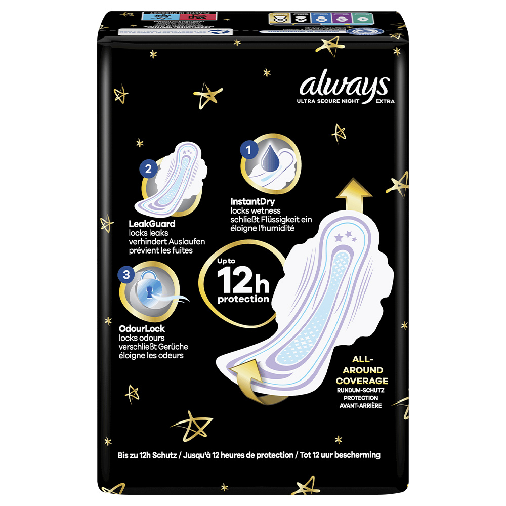 Always Ultra Day and Night Sanitary Towels Size 5 x 14 Pads Image 2
