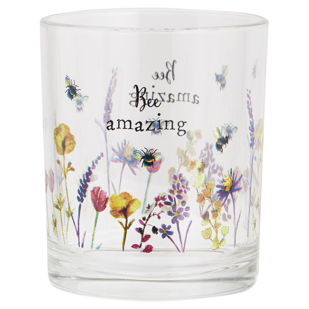 Wilko Bumble Bee Floral Glass Tumbler 4 Pack Image 2