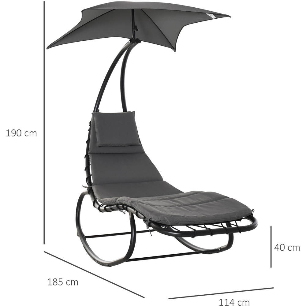 Outsunny Grey Sun Lounger with Canopy Image 6