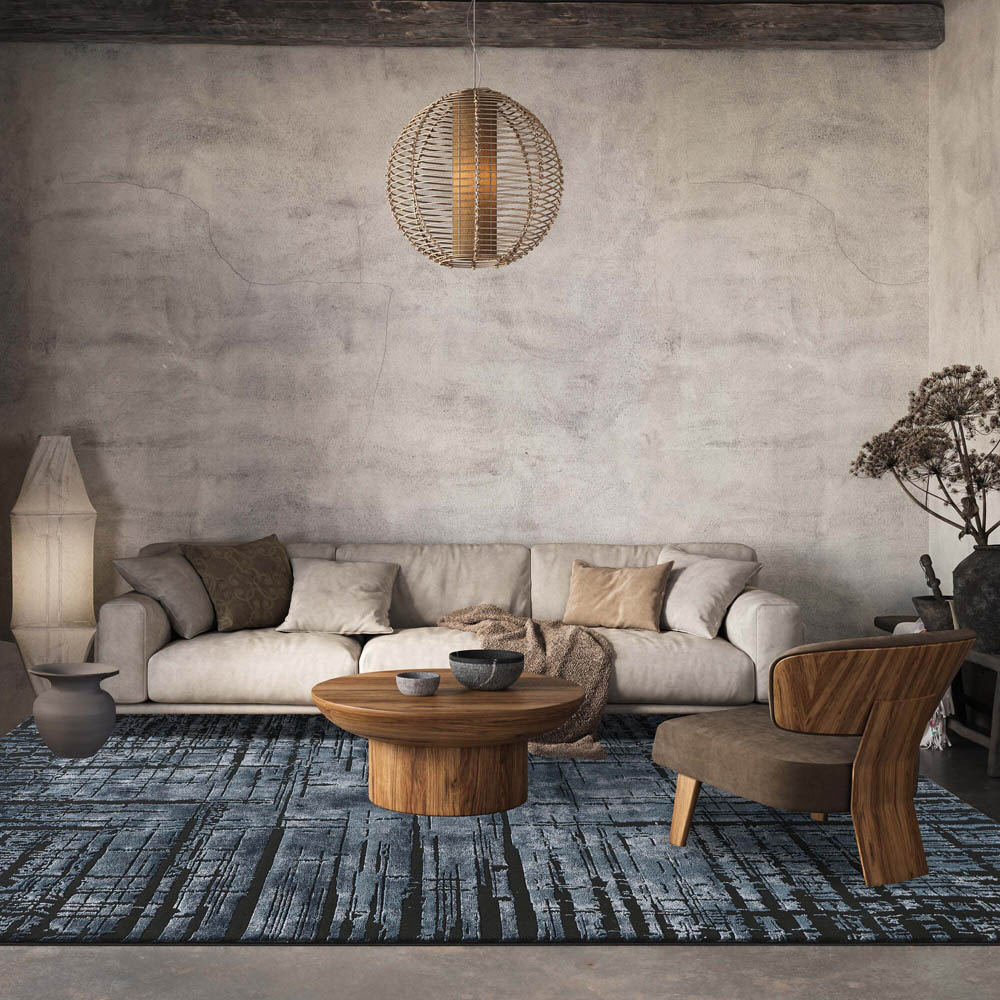 Desire Rugs Belgravia Metallic Sheen Nexus Design Navy Rug 160 x 230cm Image 2