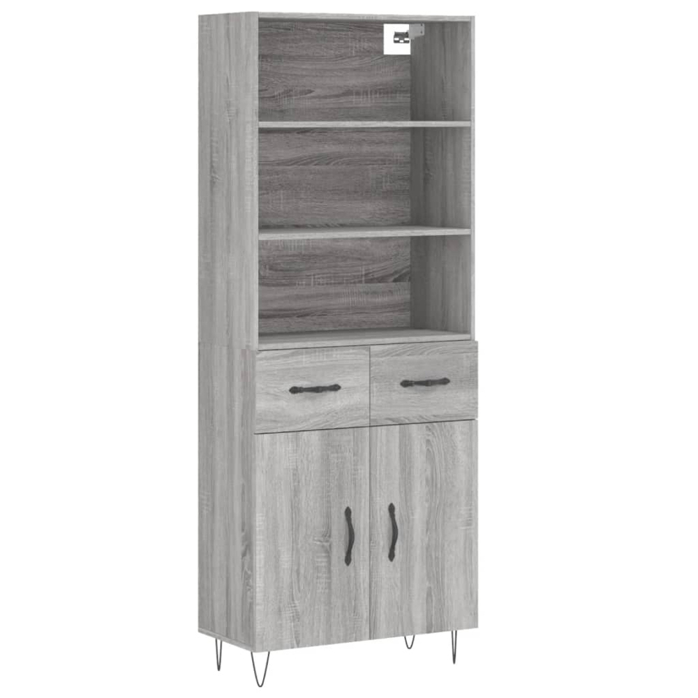 vidaXL 2 Door 2 Drawer 3 Shelf Grey Sonoma Highboard Image 2
