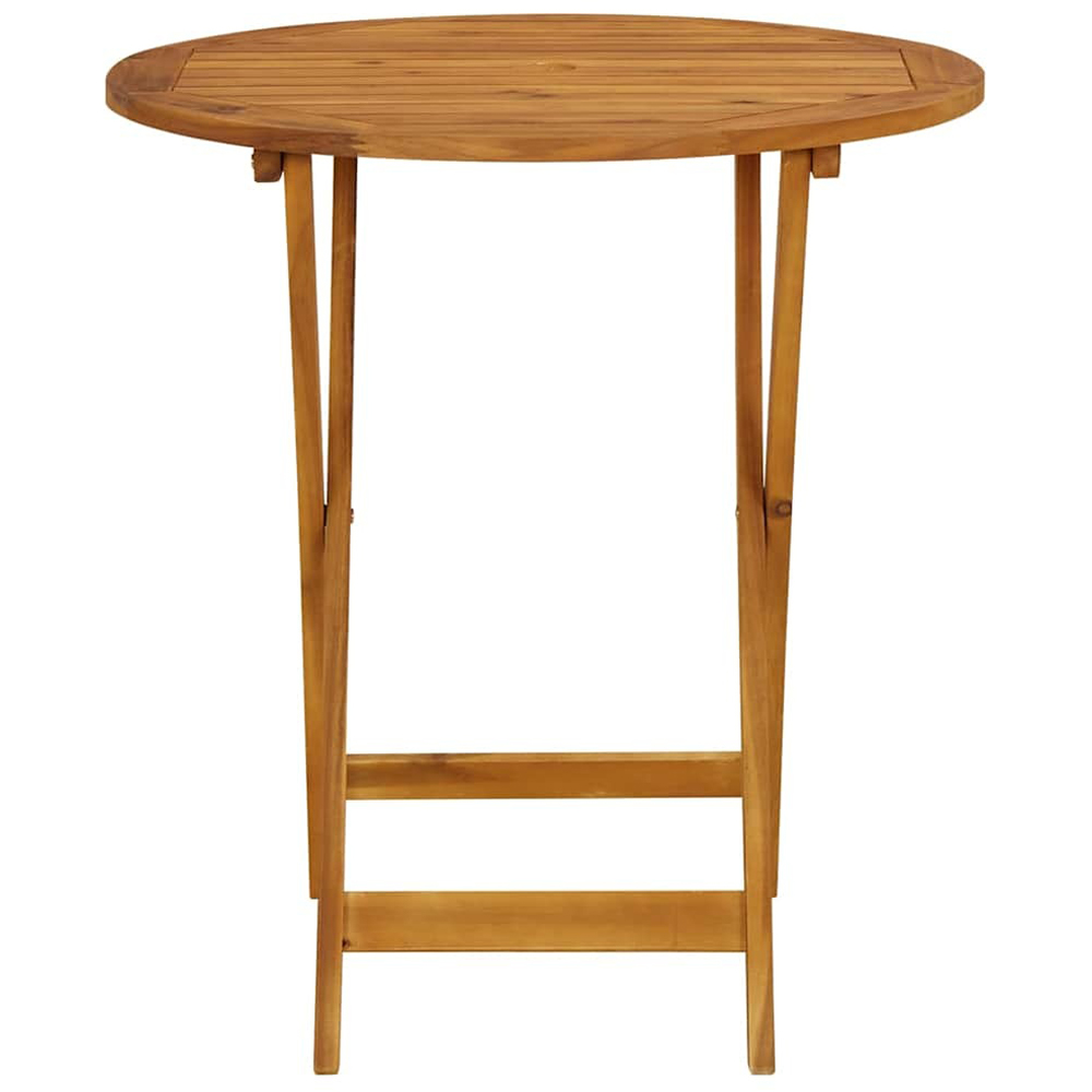 Walplus 2 Seater Natural Solid Acacia Wood Round Foldable Garden Table Image 3