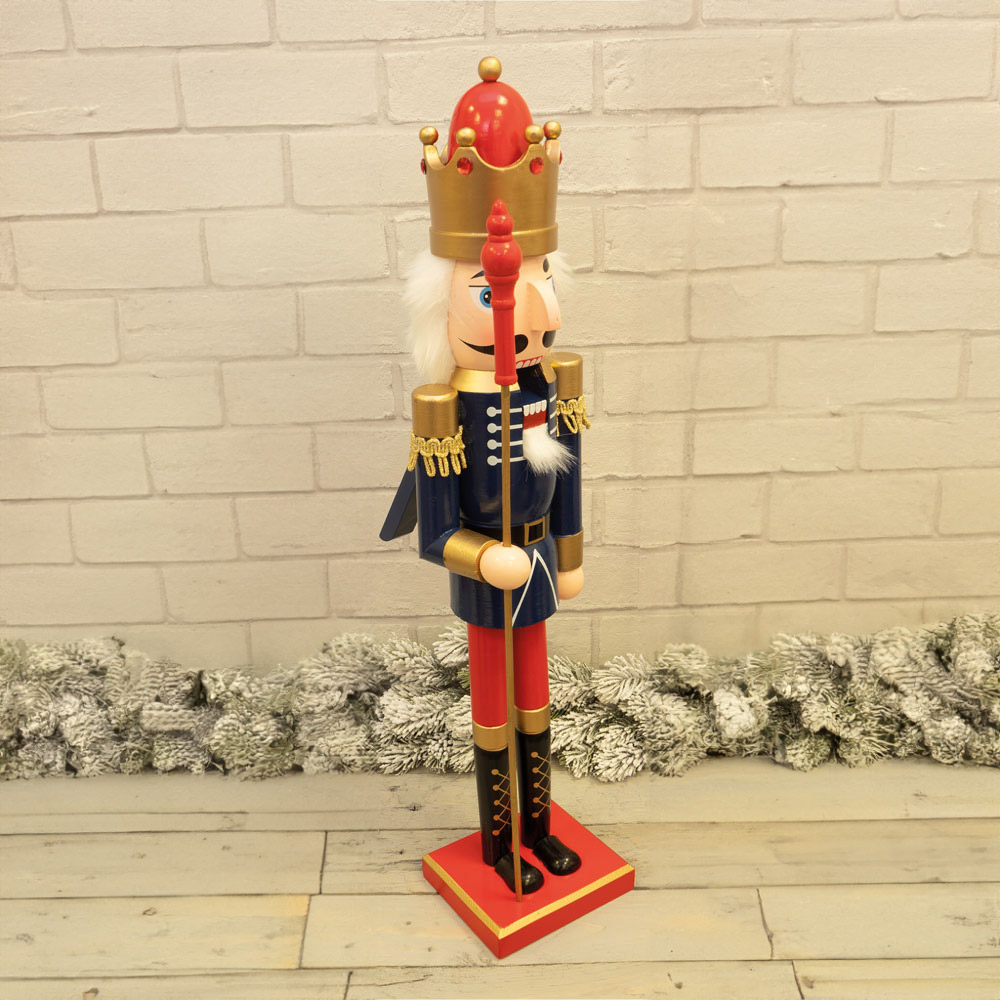 St Helens Blue and Red Christmas Nutcracker with Staff Image 4