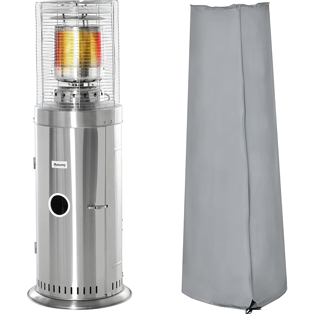 Outsunny Gas Patio Heater Silver 10kw Wilko