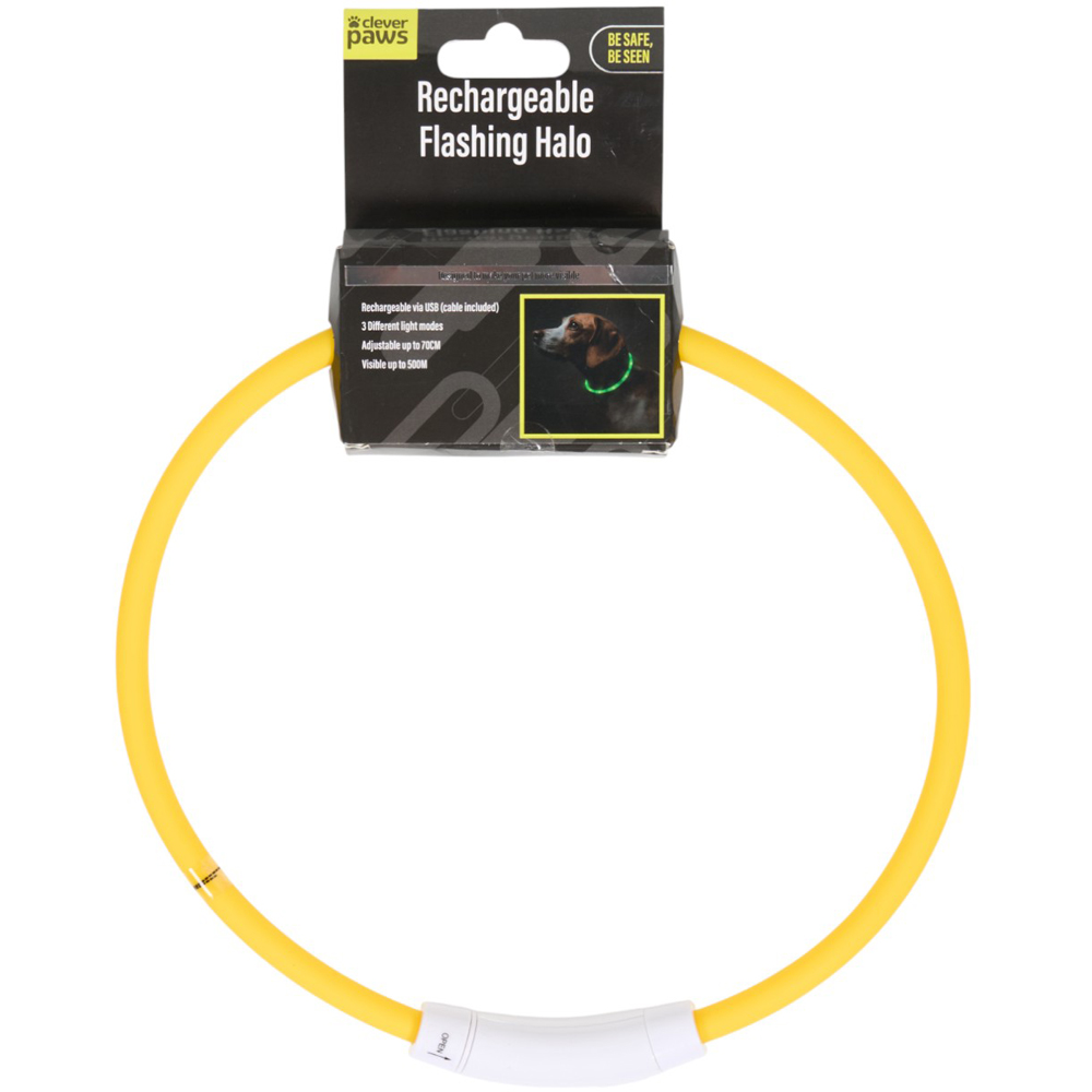 Clever Paws USB Rechargeable Flashing Pet Halo - Yellow Image 6
