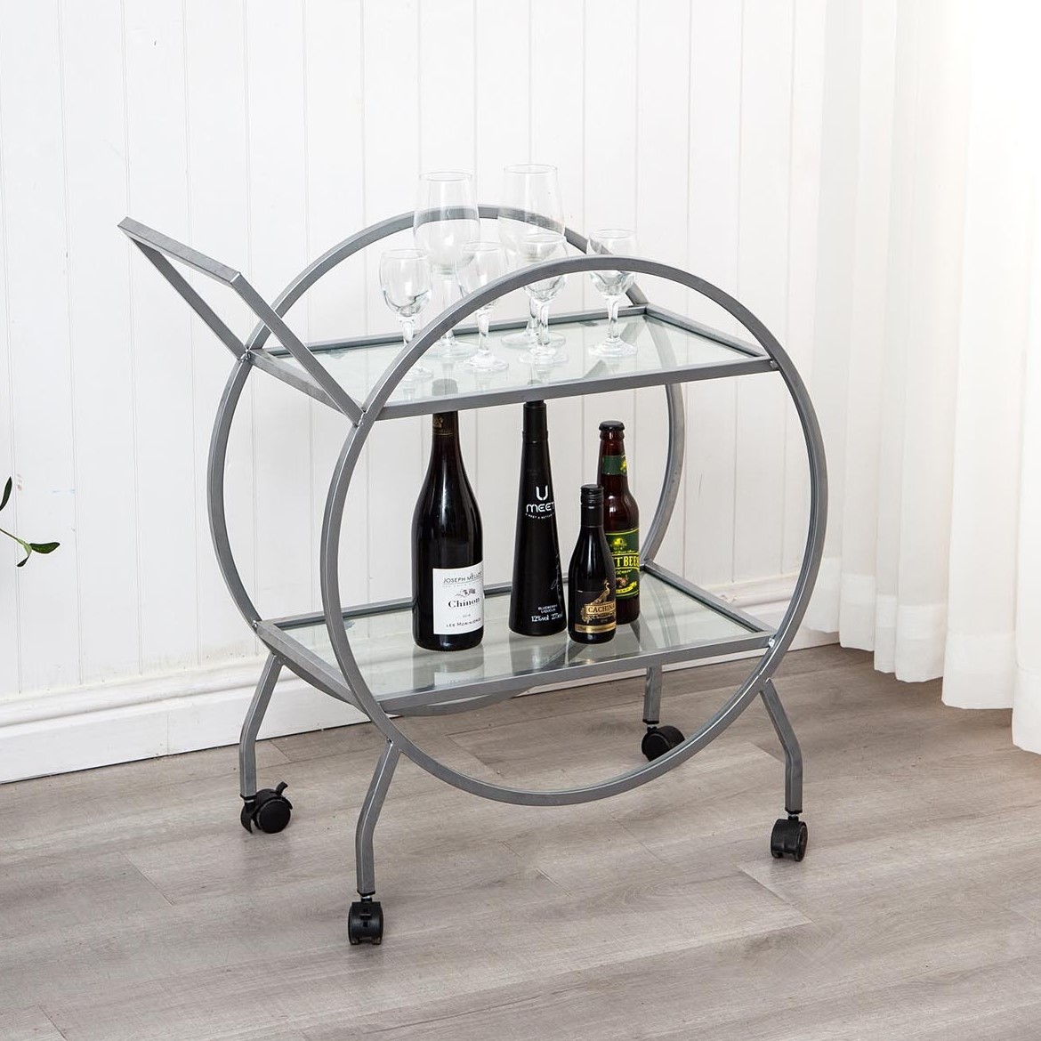 Silver Finish Vintage Style Drinks Trolley Image