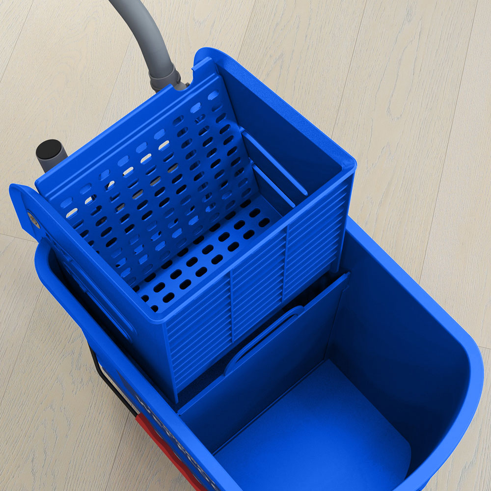 HOMCOM Blue Wringer Handle Mop and Bucket Set on Wheels 20L Image 3