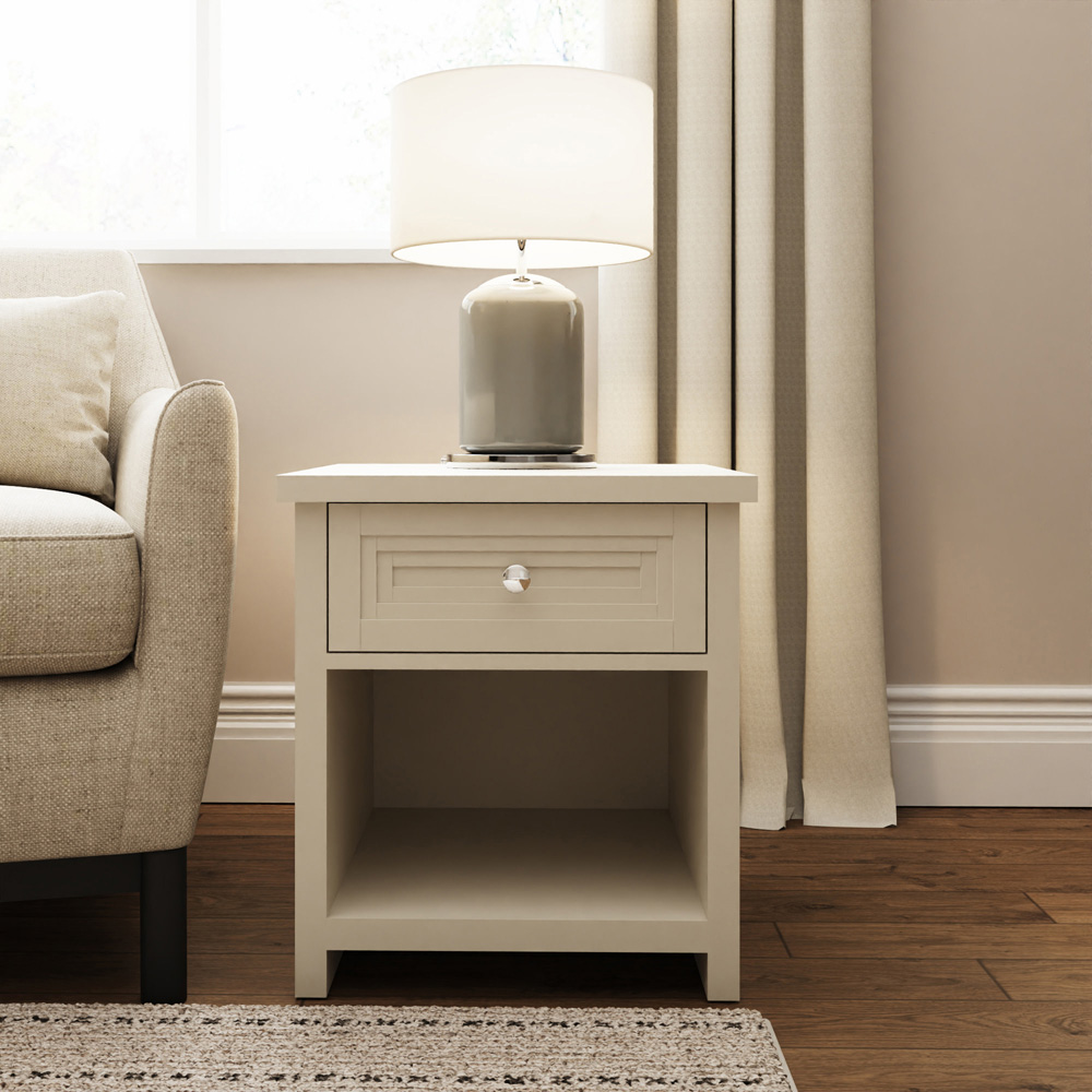 GFW Oakley Single Drawer Single Shelf Stone Lamp Table Image 8