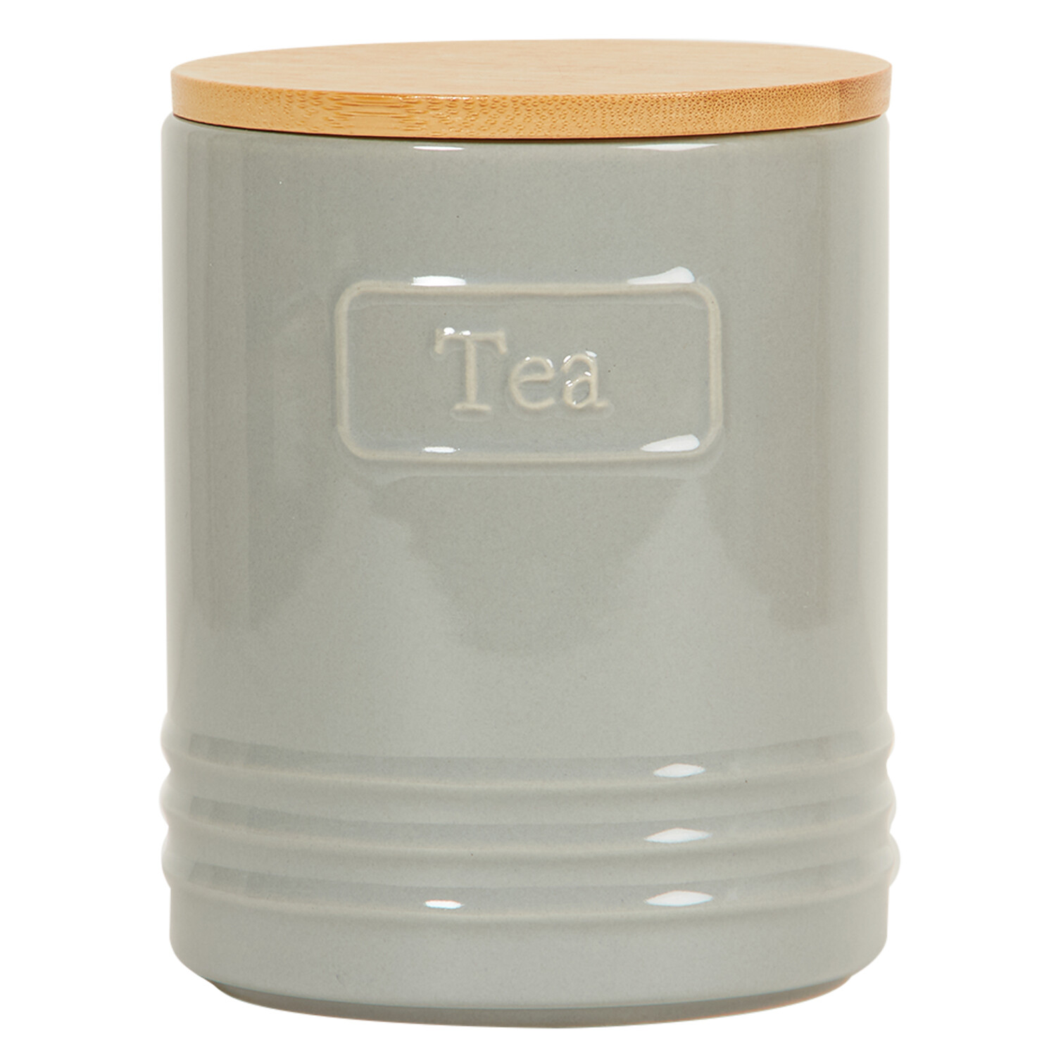Canister with Bamboo Lid - Grey / Tea Image 1