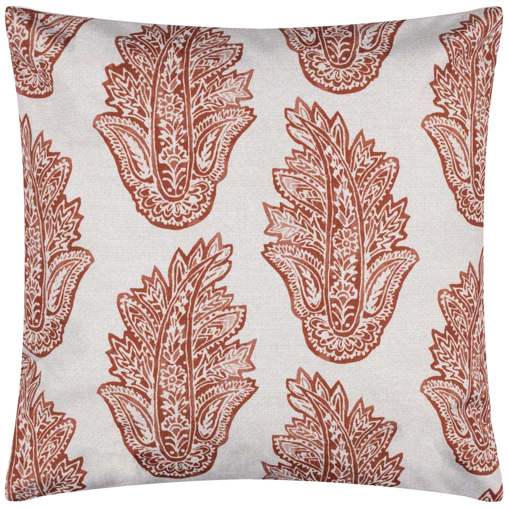 Paoletti Kalindi Terracotta Paisley Floral UV and Water Resistant Outdoor Cushion Image 2