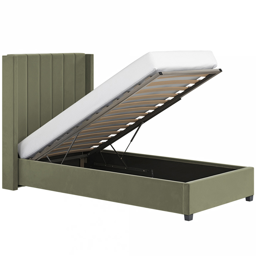 Flair Tiggy Single Khaki Velvet Ottoman Bed Image 3
